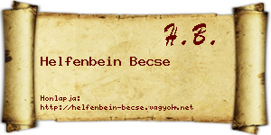 Helfenbein Becse névjegykártya